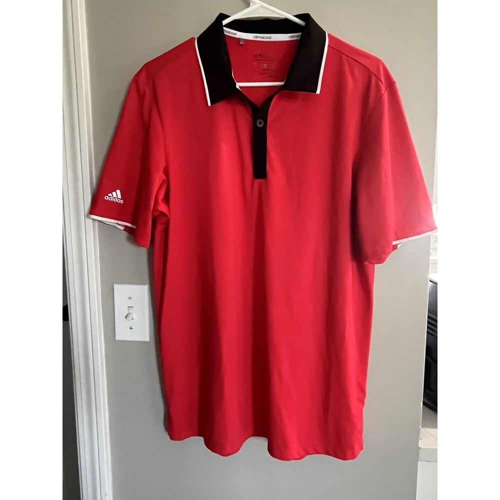 Adidas Men's Medium Aeroready Climacool Red Short Sleeve Polo Shirt